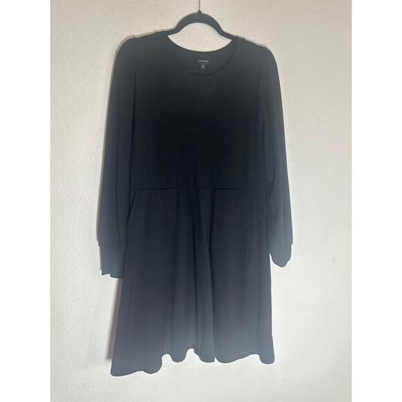 Torrid Women's Black Long Sleeve Fit & Flare Dress Soft Stretchy Casual Chic - Picture 6 of 13